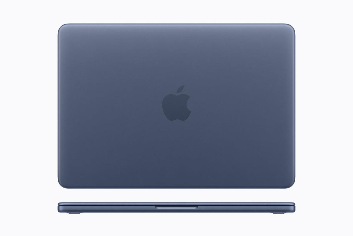 MacBook Neo 13-inch Indigo, lid top view and closed front edge