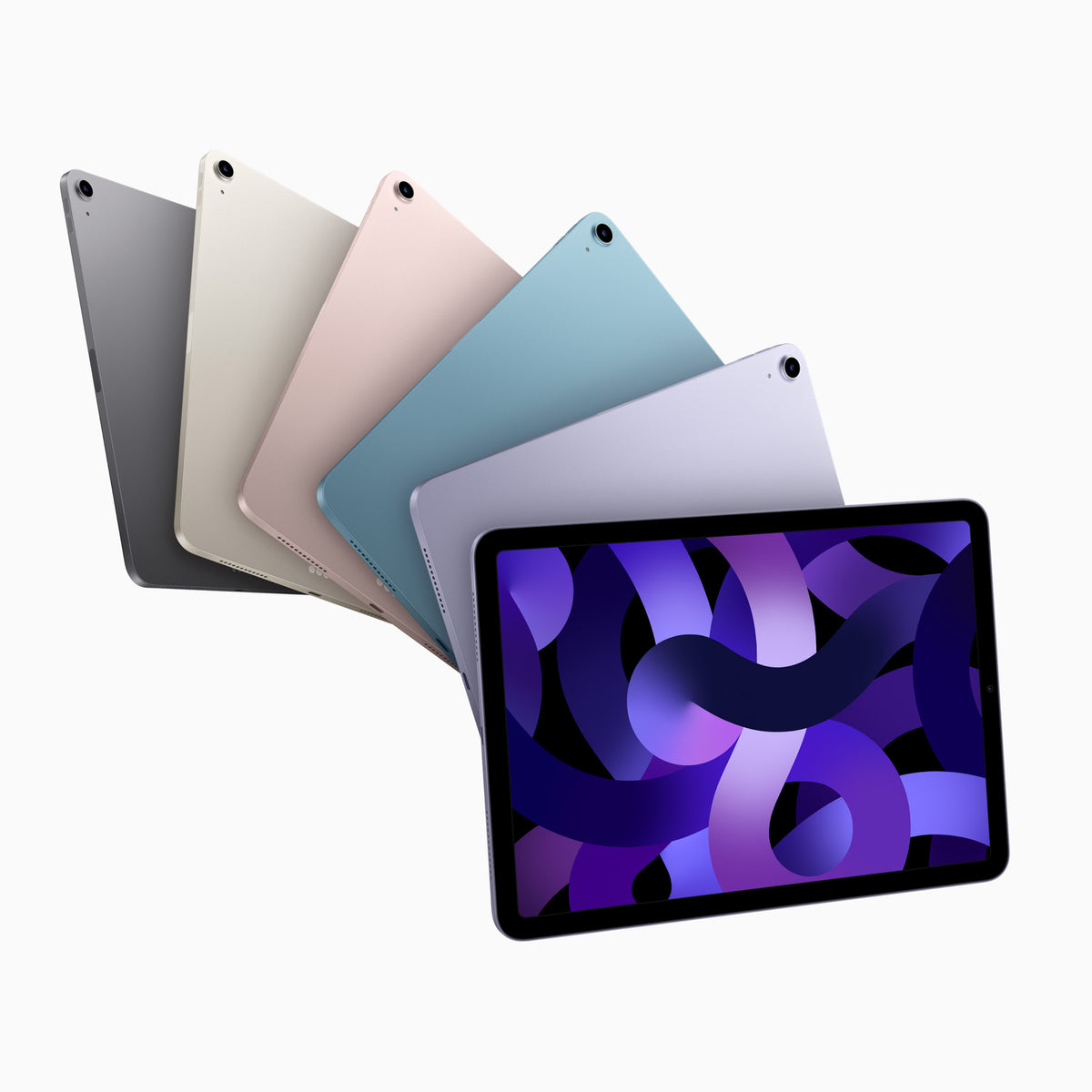 iPad Air 5 M1 color lineup, backs and front