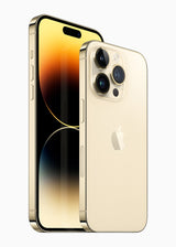 iPhone 14 Pro - Open Box Gold, Pro Max front with Pro back, angled