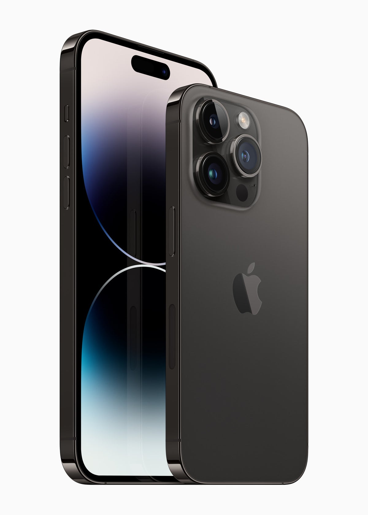 iPhone 14 Pro Max - Open Box Space Black, Pro Max front with Pro back, angled