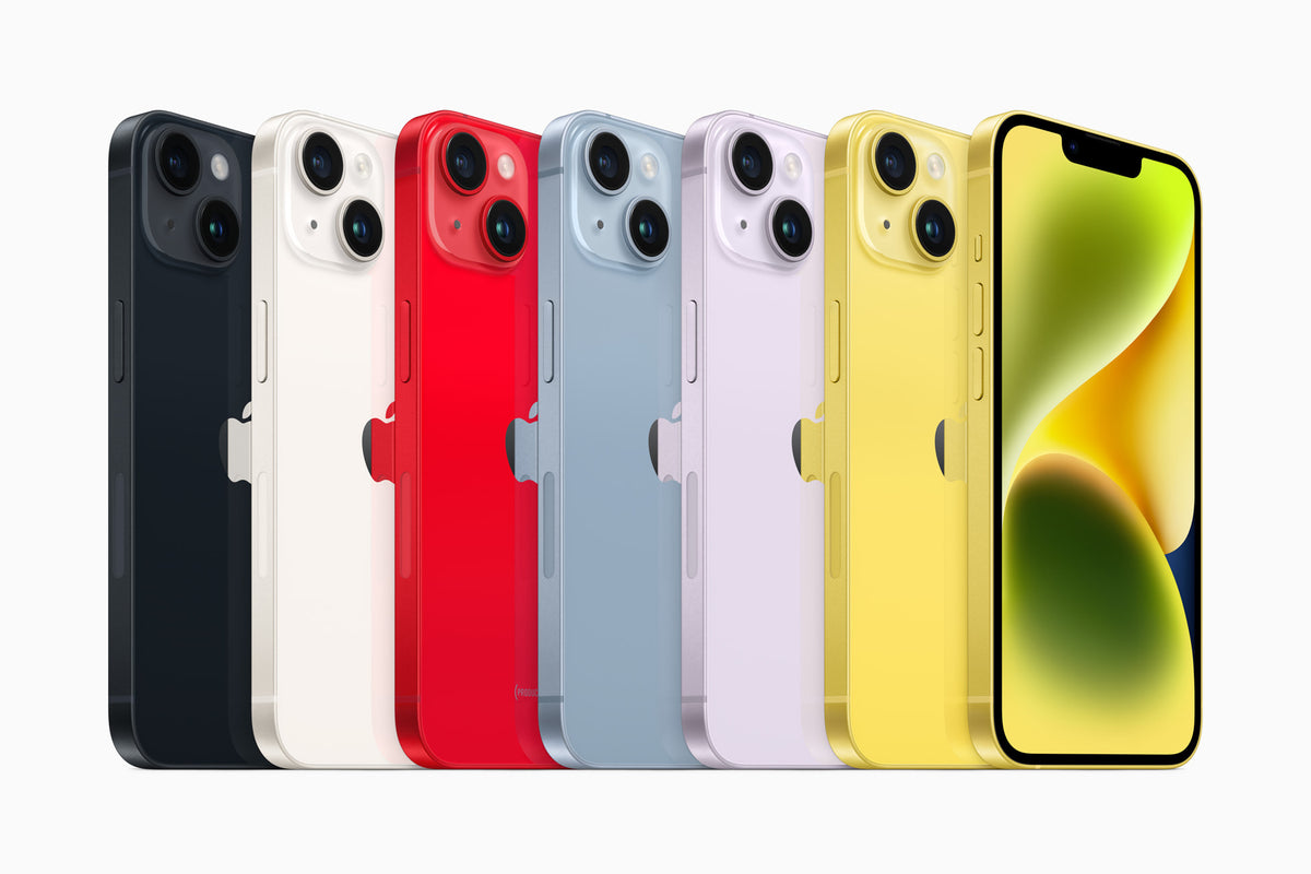 iPhone 14 - Open Box All six colors lineup, backs plus one front