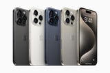 iPhone 15 Pro Max - Open Box All four titanium colors lineup, backs plus one front