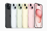 iPhone 15 - Open Box All five colors lineup, backs plus one front