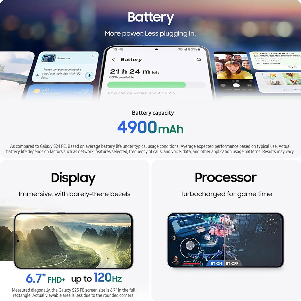 Samsung Galaxy S25FE + Screen Warranty + Buds Core