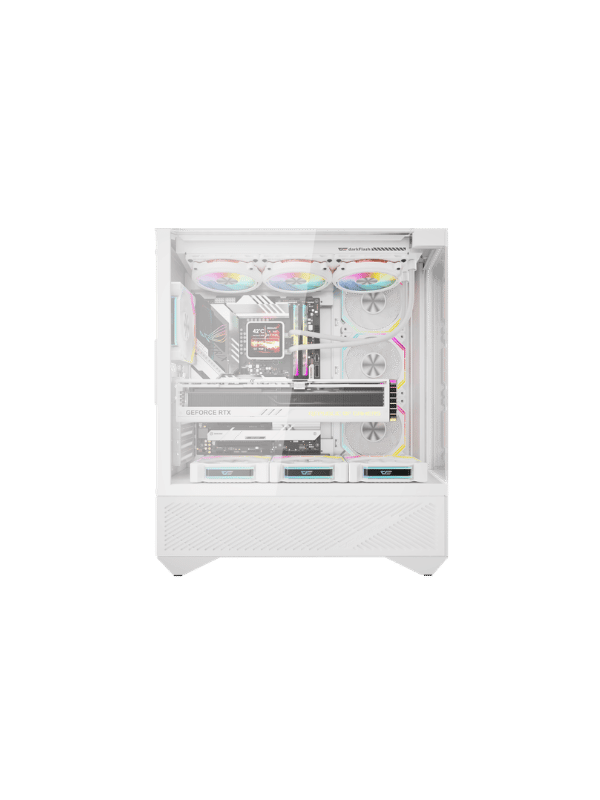 DarkFlash DY460 ATX PC Case, With 4 ARGB Fans, WHITE
