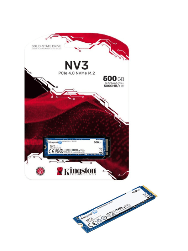 Kingston’s NV3 PCIe 4.0 NVMe SSD 500GB Capacity, Up to 5,000MB/s read, 3,000MB/s write