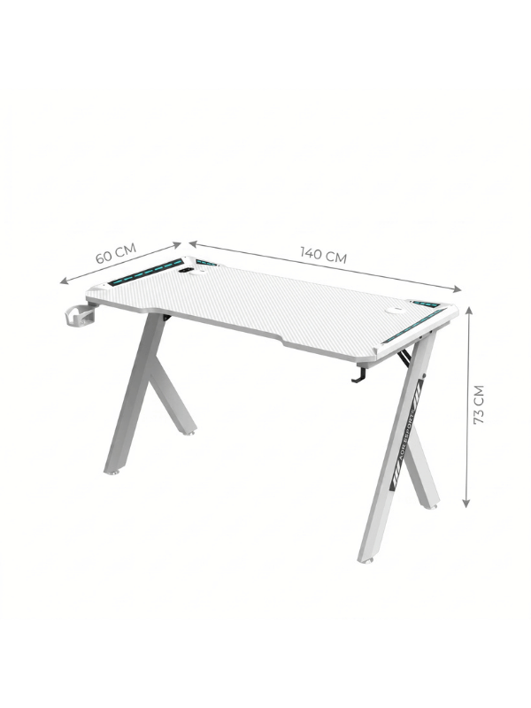 Gaming Desk RGB 120x60x72cm, White