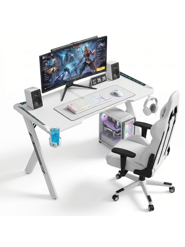 Gaming Desk RGB 120x60x72cm, White