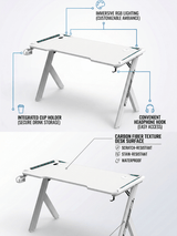 Gaming Desk RGB 120x60x72cm, White