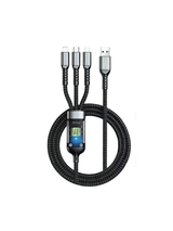 100W Multi Charging Cable 3 in 1 Multi USB Charger Fast Charging Cable Transparent With LED Indicator Nylon Braided Multiple Charger Adapter Cord With Type C Micro USB Port For Cel