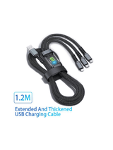 100W Multi Charging Cable 3 in 1 Multi USB Charger Fast Charging Cable Transparent With LED Indicator Nylon Braided Multiple Charger Adapter Cord With Type C Micro USB Port For Cel
