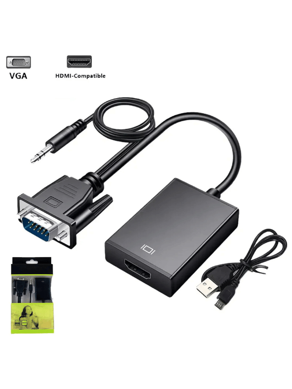 VGA To HDMI 1080P Adapter with 3.5mm Audio Output Jack