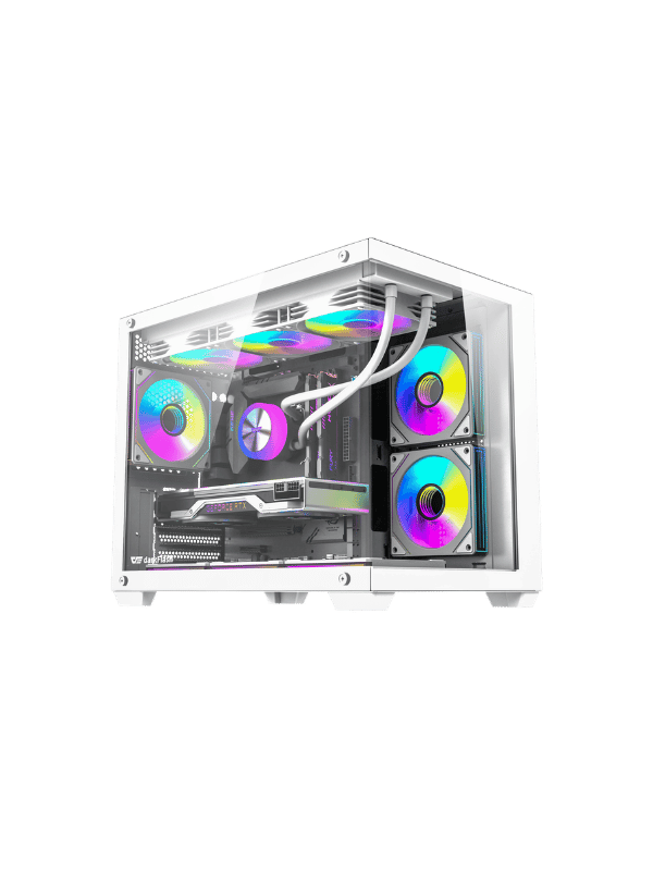 DarkFlash B275 Pro M-ATX PC Case, With 3 ARGB Fans DM20, WHITE