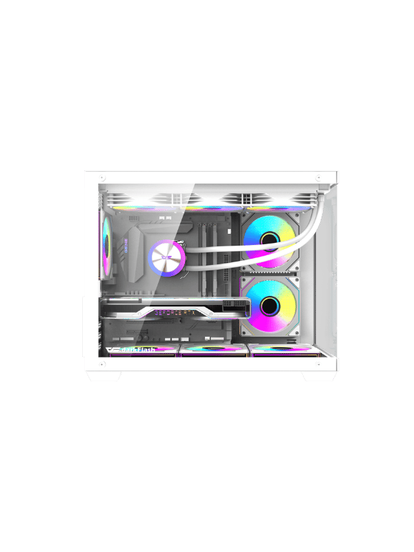 DarkFlash B275 Pro M-ATX PC Case, With 3 ARGB Fans DM20, WHITE