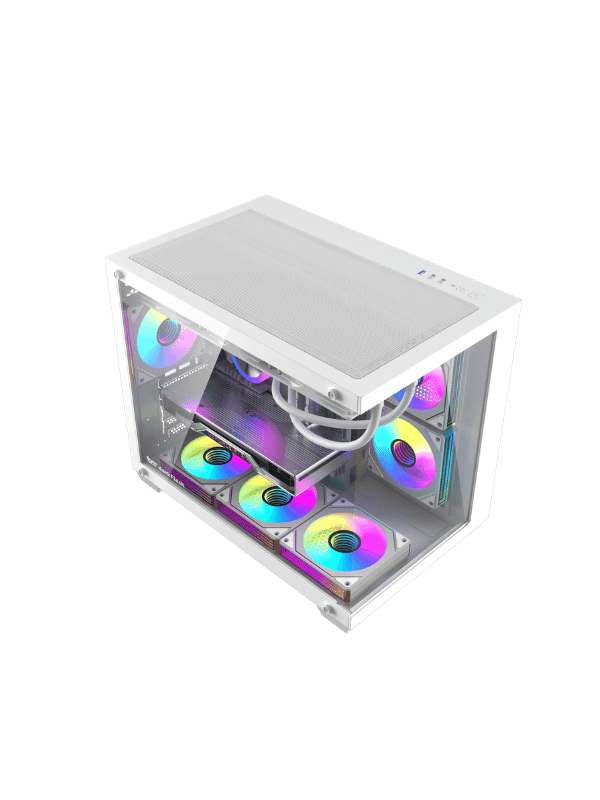DarkFlash B275 Pro M-ATX PC Case, With 3 ARGB Fans DM20, WHITE