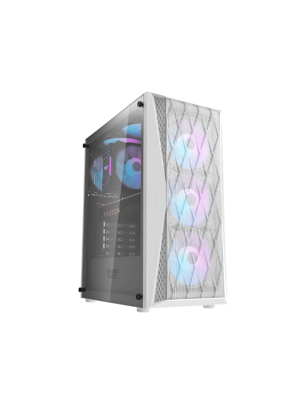 DarkFlash DK352 ATX PC Case, With 4 ARGB Fans, WHITE