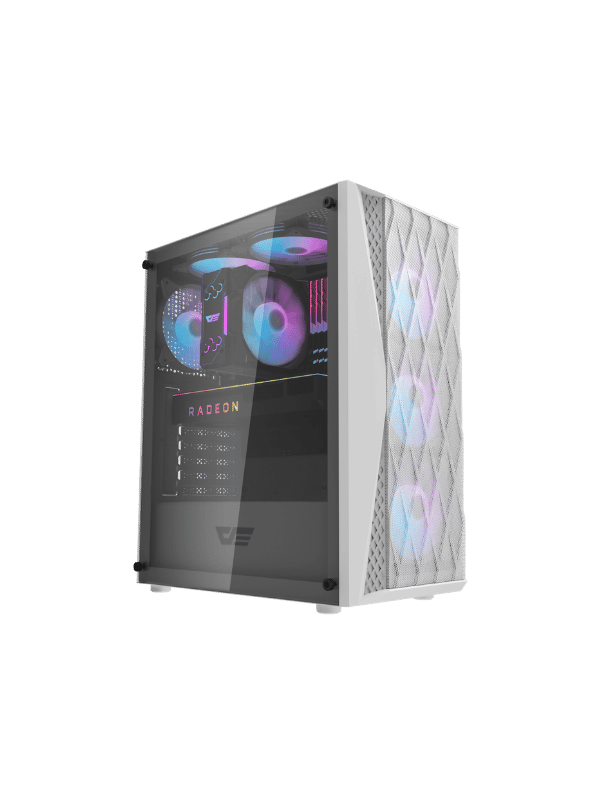 DarkFlash DK352 ATX PC Case, With 4 ARGB Fans, WHITE