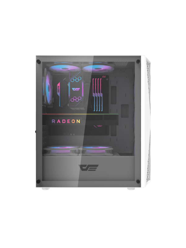 DarkFlash DK352 ATX PC Case, With 4 ARGB Fans, WHITE