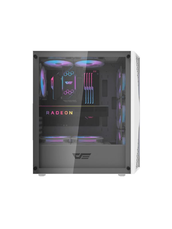 DarkFlash DK352 Plus ATX PC Case, With 4 ARGB Fans, WHITE
