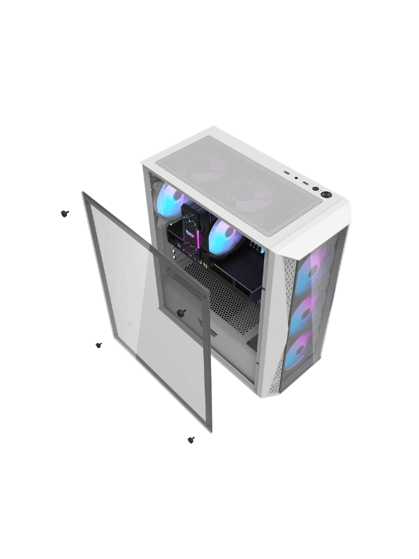 DarkFlash DK352 Plus ATX PC Case, With 4 ARGB Fans, WHITE