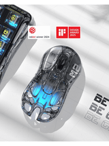 GravaStar Mercury M2 Wireless Gaming Mouse, 26,000 DPI, 79g Lightweight Hollowed-Out Design, Tri-Mode, RGB, Transparent Black