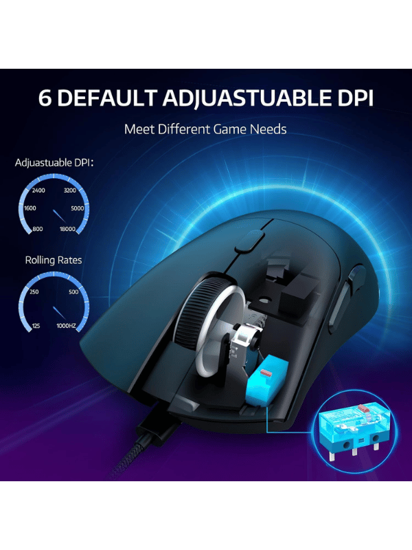 ATTACK SHARK R1 Wireless Gaming Mouse, 59g SUPERLIGHT Mouse, PixArt PAW3311 Gaming Sensor, Bluetooth/2.4G Wireless/Wired, BLACK
