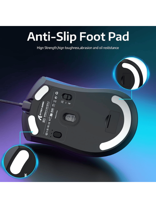 ATTACK SHARK R1 Wireless Gaming Mouse, 59g SUPERLIGHT Mouse, PixArt PAW3311 Gaming Sensor, Bluetooth/2.4G Wireless/Wired, BLACK