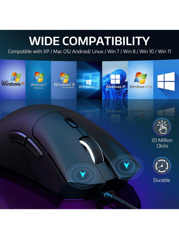 ATTACK SHARK R1 Wireless Gaming Mouse, 59g SUPERLIGHT Mouse, PixArt PAW3311 Gaming Sensor, Bluetooth/2.4G Wireless/Wired, BLACK