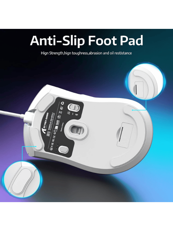 ATTACK SHARK R1 Wireless Gaming Mouse, 59g SUPERLIGHT Mouse, PixArt PAW3311 Gaming Sensor, Bluetooth/2.4G Wireless/Wired, WHITE