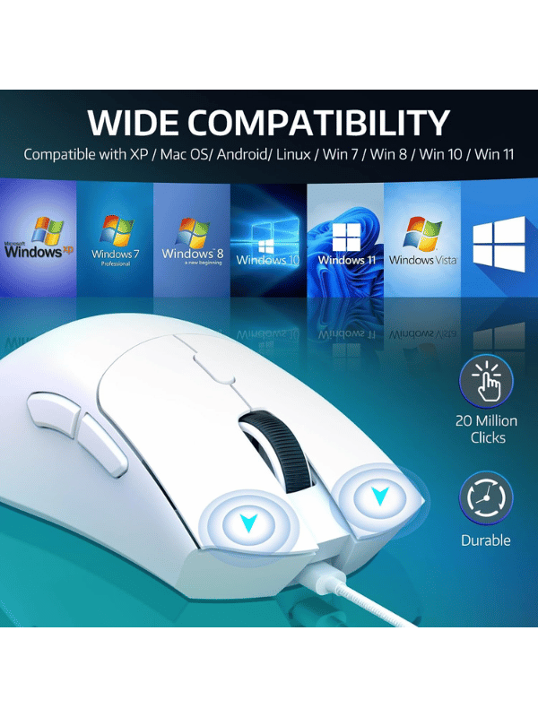 ATTACK SHARK R1 Wireless Gaming Mouse, 59g SUPERLIGHT Mouse, PixArt PAW3311 Gaming Sensor, Bluetooth/2.4G Wireless/Wired, WHITE