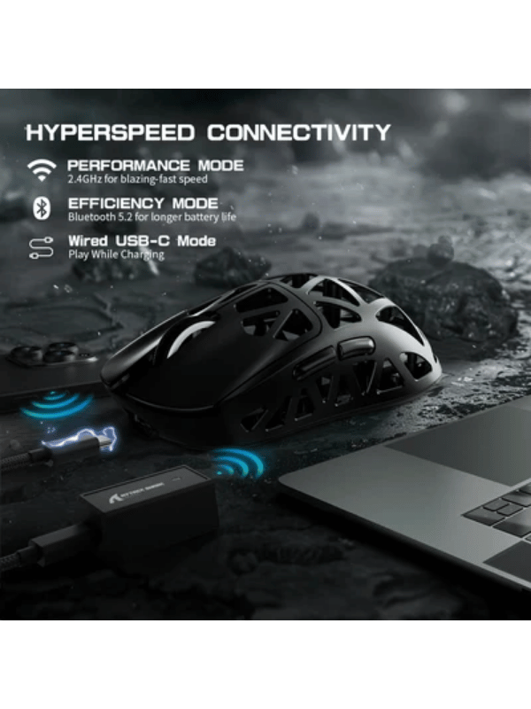 ATTACK SHARK R2 Magnesium Alloy Gaming Mouse, 45g SUPERLIGHT Mouse, PixArt PAW3950 Gaming Sensor, 8000Hz Wireless Polling Rate, 6 Adjustable DPI up to 42000, Bluetooth/2.4G Wireles