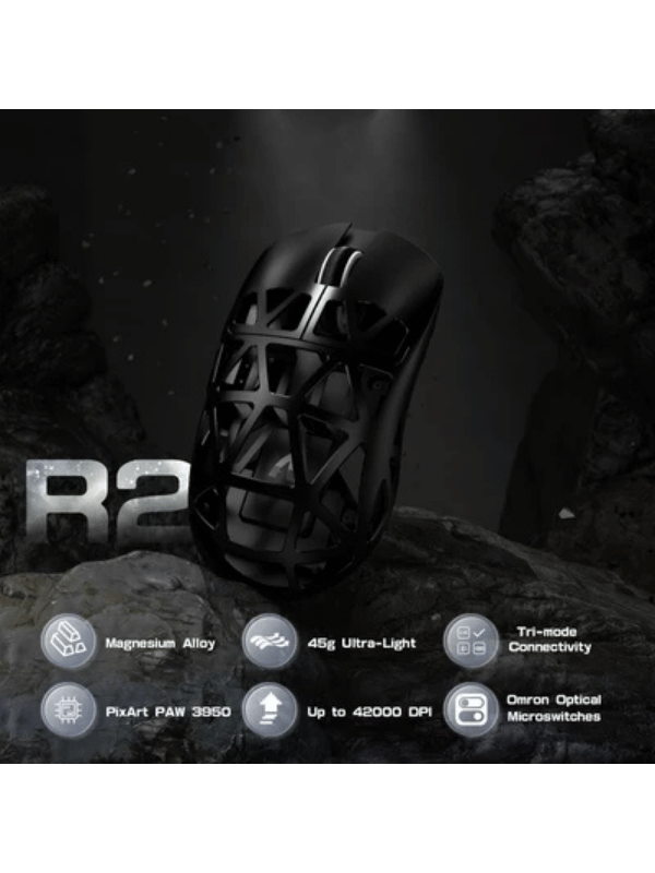 ATTACK SHARK R2 Magnesium Alloy Gaming Mouse, 45g SUPERLIGHT Mouse, PixArt PAW3950 Gaming Sensor, 8000Hz Wireless Polling Rate, 6 Adjustable DPI up to 42000, Bluetooth/2.4G Wireles