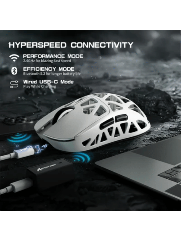 ATTACK SHARK R2 Magnesium Alloy Gaming Mouse, 45g SUPERLIGHT Mouse, PixArt PAW3950 Gaming Sensor, 8000Hz Wireless Polling Rate, 6 Adjustable DPI up to 42000, Bluetooth/2.4G Wireles
