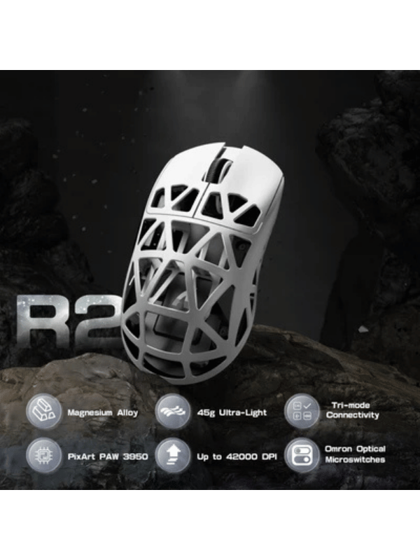 ATTACK SHARK R2 Magnesium Alloy Gaming Mouse, 45g SUPERLIGHT Mouse, PixArt PAW3950 Gaming Sensor, 8000Hz Wireless Polling Rate, 6 Adjustable DPI up to 42000, Bluetooth/2.4G Wireles