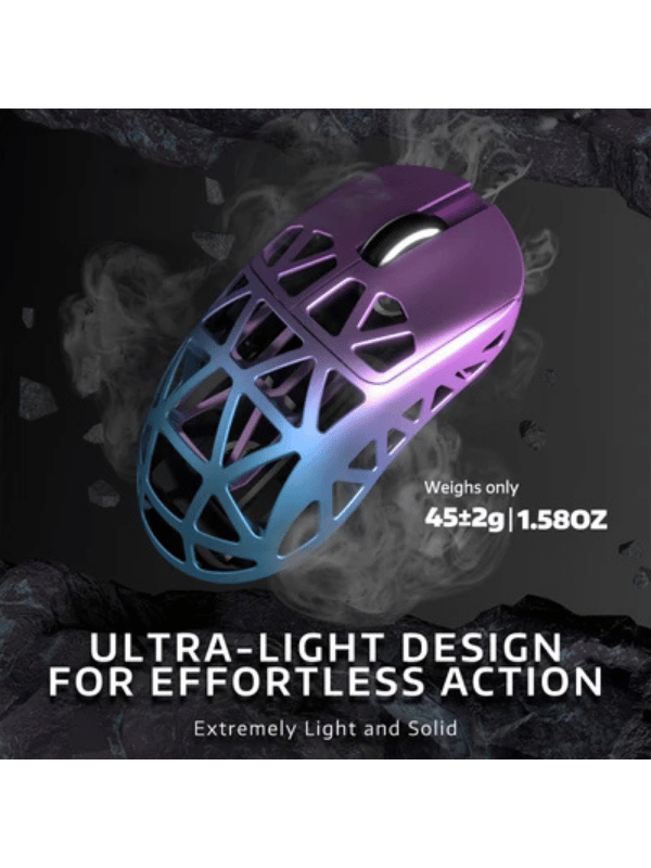 ATTACK SHARK R2 Magnesium Alloy Gaming Mouse, 45g SUPERLIGHT Mouse, PixArt PAW3950 Gaming Sensor, 8000Hz Wireless Polling Rate, 6 Adjustable DPI up to 42000, Bluetooth/2.4G Wireles