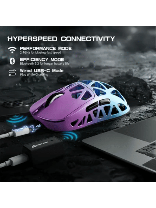 ATTACK SHARK R2 Magnesium Alloy Gaming Mouse, 45g SUPERLIGHT Mouse, PixArt PAW3950 Gaming Sensor, 8000Hz Wireless Polling Rate, 6 Adjustable DPI up to 42000, Bluetooth/2.4G Wireles