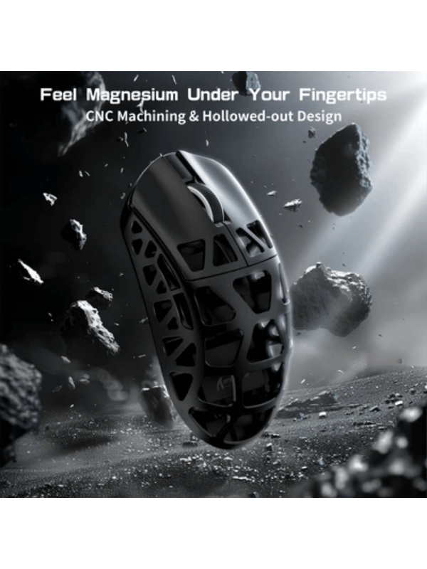ATTACK SHARK R3 Magnesium Alloy Gaming Mouse, 46g SUPERLIGHT Mouse, 8000Hz Wireless Polling Rate, 6 Adjustable DPI up to 26000, PixArt PAW3395 Gaming Sensor, BT/2.4G Wireless/Wired