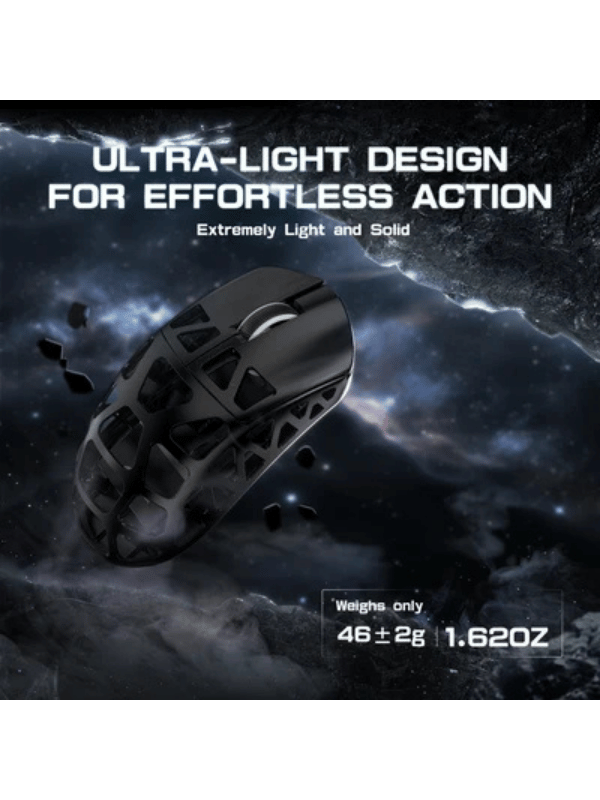 ATTACK SHARK R3 Magnesium Alloy Gaming Mouse, 46g SUPERLIGHT Mouse, 8000Hz Wireless Polling Rate, 6 Adjustable DPI up to 26000, PixArt PAW3395 Gaming Sensor, BT/2.4G Wireless/Wired