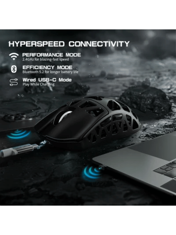 ATTACK SHARK R3 Magnesium Alloy Gaming Mouse, 46g SUPERLIGHT Mouse, 8000Hz Wireless Polling Rate, 6 Adjustable DPI up to 26000, PixArt PAW3395 Gaming Sensor, BT/2.4G Wireless/Wired