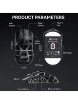 ATTACK SHARK R3 Magnesium Alloy Gaming Mouse, 46g SUPERLIGHT Mouse, 8000Hz Wireless Polling Rate, 6 Adjustable DPI up to 26000, PixArt PAW3395 Gaming Sensor, BT/2.4G Wireless/Wired
