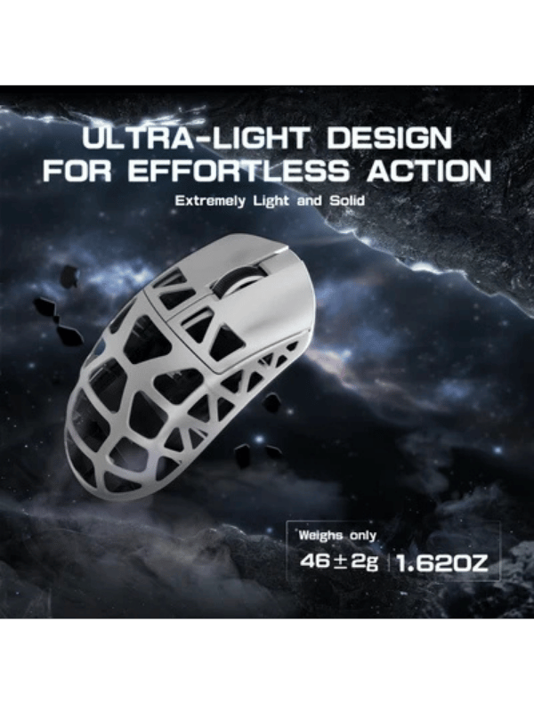 ATTACK SHARK R3 Magnesium Alloy Gaming Mouse, 46g SUPERLIGHT Mouse, 8000Hz Wireless Polling Rate, 6 Adjustable DPI up to 26000, PixArt PAW3395 Gaming Sensor, BT/2.4G Wireless/Wired