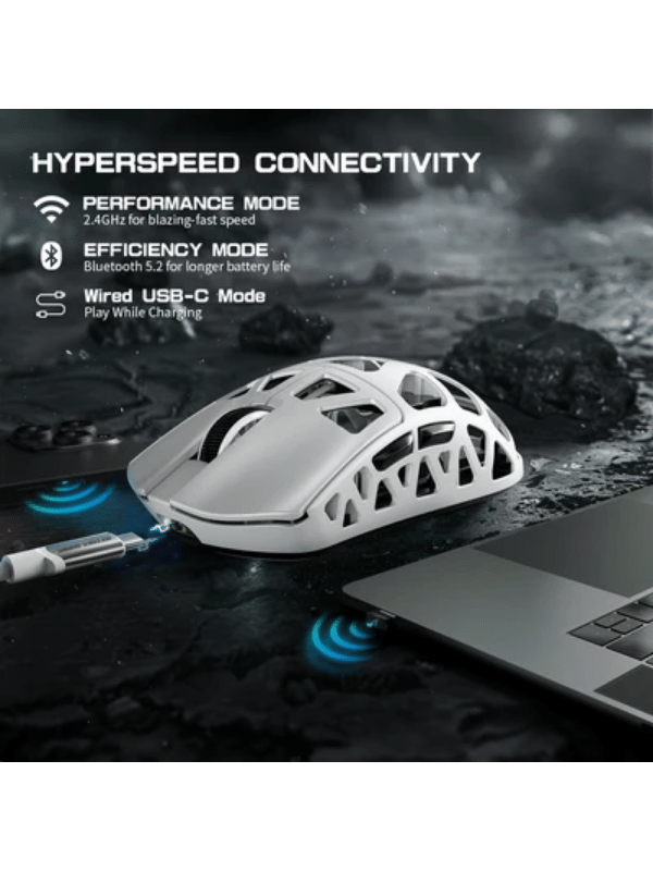 ATTACK SHARK R3 Magnesium Alloy Gaming Mouse, 46g SUPERLIGHT Mouse, 8000Hz Wireless Polling Rate, 6 Adjustable DPI up to 26000, PixArt PAW3395 Gaming Sensor, BT/2.4G Wireless/Wired