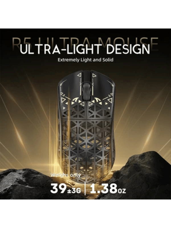 ATTACK SHARK R5 ULTRA Carbon Fiber Wireless Gaming Mouse, 39g SUPERLIGHT, PixArt PAW3950MAX Gaming Sensor, 8000Hz Wireless Polling Rate, MCU Nodic 52840, DPI up to 42000, BT/2.4G W