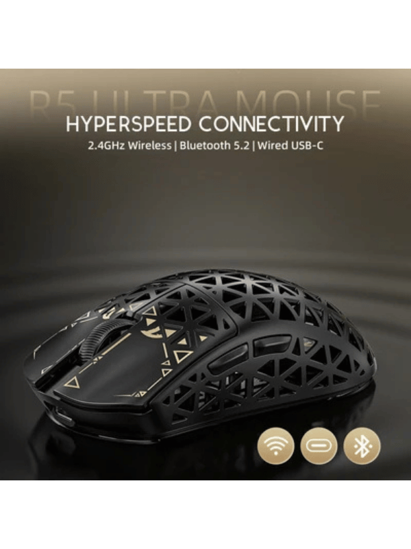 ATTACK SHARK R5 ULTRA Carbon Fiber Wireless Gaming Mouse, 39g SUPERLIGHT, PixArt PAW3950MAX Gaming Sensor, 8000Hz Wireless Polling Rate, MCU Nodic 52840, DPI up to 42000, BT/2.4G W