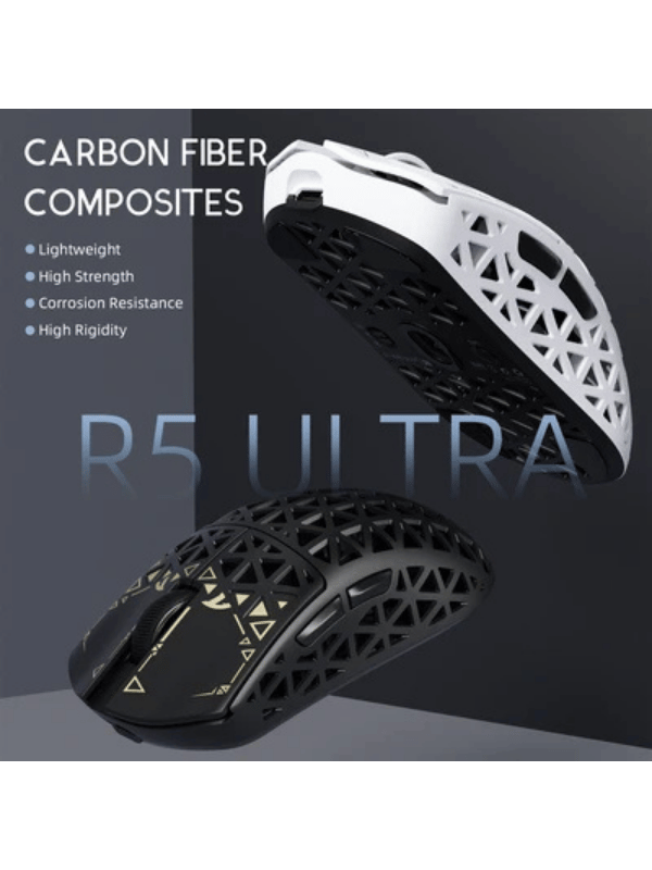 ATTACK SHARK R5 ULTRA Carbon Fiber Wireless Gaming Mouse, 39g SUPERLIGHT, PixArt PAW3950MAX Gaming Sensor, 8000Hz Wireless Polling Rate, MCU Nodic 52840, DPI up to 42000, BT/2.4G W