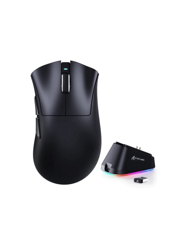 ATTACK SHARK V3 PRO Ultra-Light Tri-Mode Gaming Mouse with Charging Dock, PixArt PAW3311 Sensor, 1000hz Polling Rate, 25000 DPI, Dual-Layer Mouse Feet, 2.4G Wireless/Bluetooth/Wire