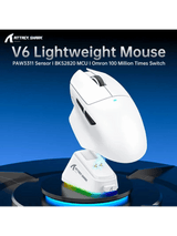 ATTACK SHARK V6 Ultra-Light Tri-Mode Gaming Mouse with Magnetic Charging Dock, PixArt PAW3311 Gaming Sensor, BT/2.4G Wireless/Wired, WHITE