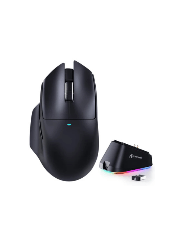 ATTACK SHARK V6 Ultra-Light Tri-Mode Gaming Mouse with Magnetic Charging Dock, PixArt PAW3311 Gaming Sensor, BT/2.4G Wireless/Wired, BLACK
