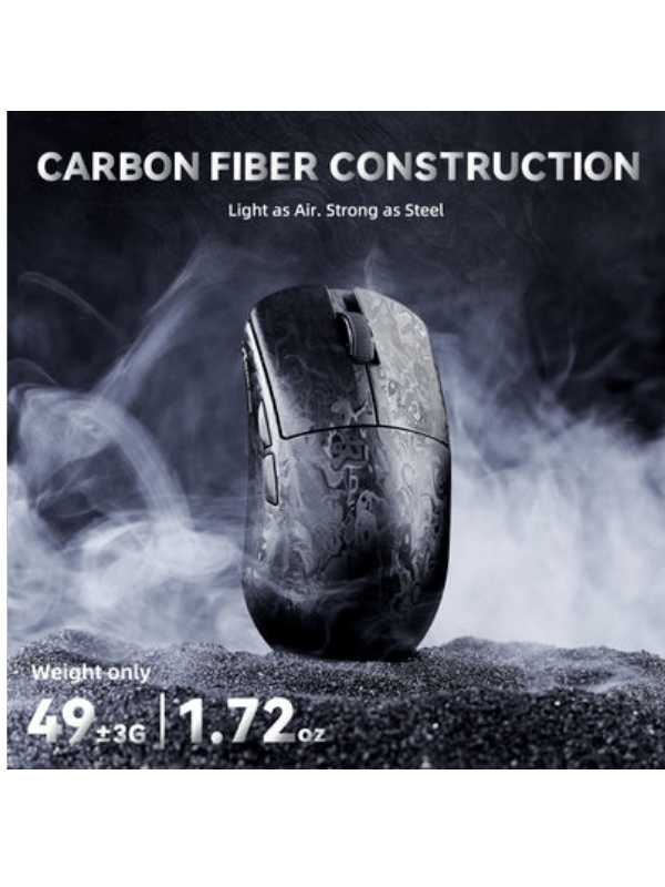 ATTACK SHARK R11 ULTRA Carbon Fiber Wireless Gaming Mouse, 49g SUPERLIGHT, Nordic 52840 MCU, PixArt PAW3950MAX Sensor, 20000 FPS Static Scan Rate, Nano-Metal Ice Coating, Omron Opt