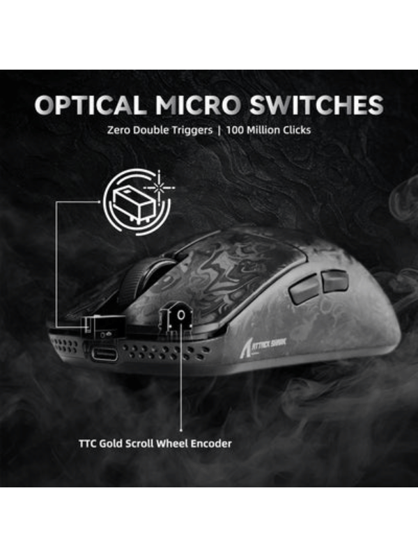 ATTACK SHARK R11 ULTRA Carbon Fiber Wireless Gaming Mouse, 49g SUPERLIGHT, Nordic 52840 MCU, PixArt PAW3950MAX Sensor, 20000 FPS Static Scan Rate, Nano-Metal Ice Coating, Omron Opt